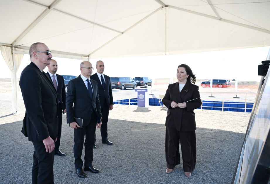 Präsident Ilham Aliyev legt Grundstein für Solarparks „Schams“ und „Ufug“ im Dorf Schahvalli im Bezirk Jabrayil VIDEO