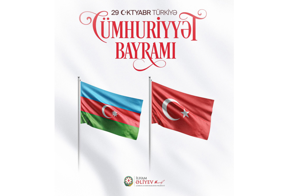 El Presidente Ilham Aliyev compartió una publicación con motivo de la fiesta nacional de Türkiye