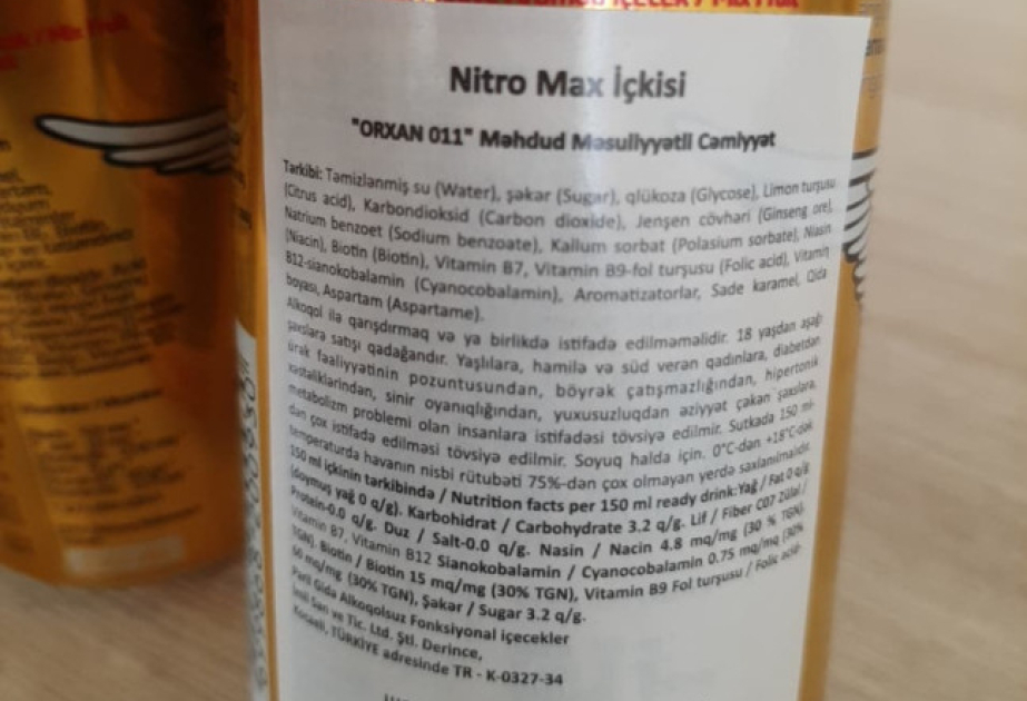 İdxal olunmuş energetik içki məhsulu partiyasında uyğunsuzluq aşkarlanıb