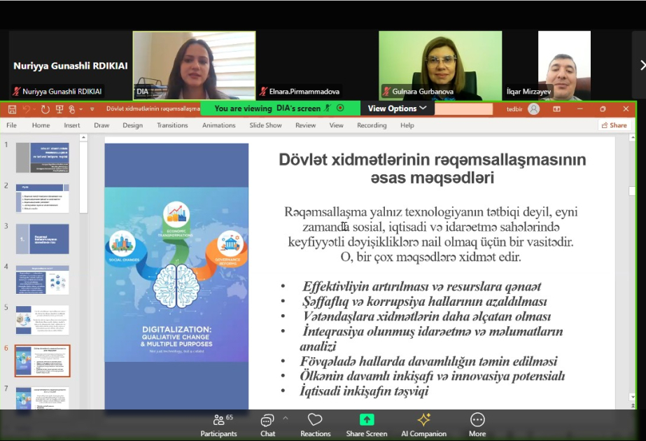 “Dövlət xidmətlərinin rəqəmsallaşması və iqtisadi inkişafın təşviqi - təlim