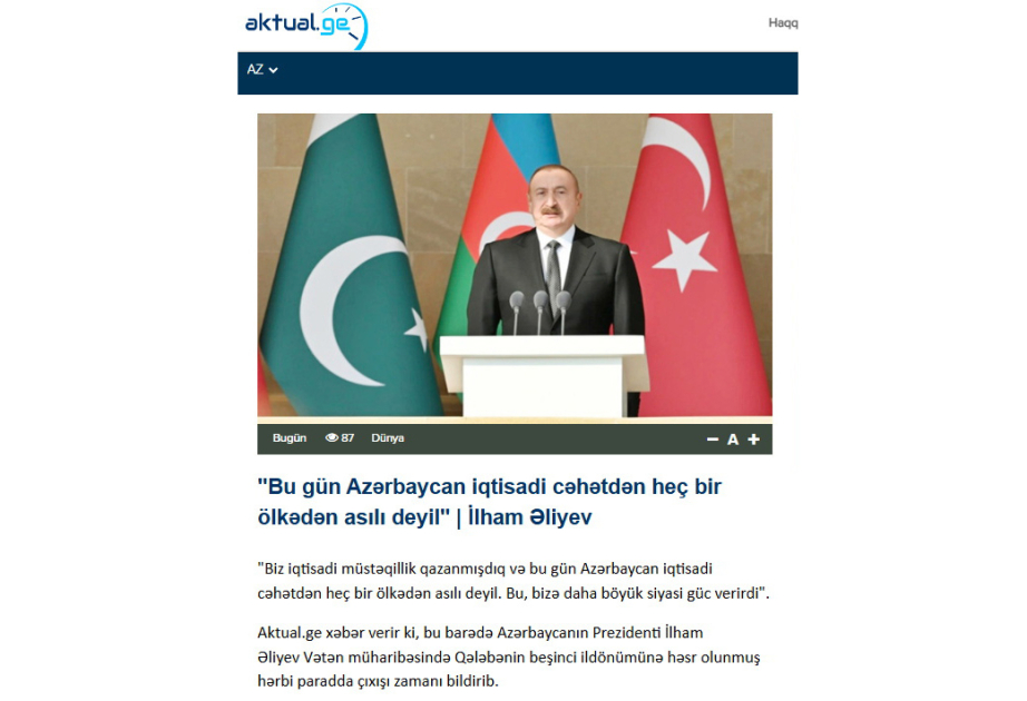 Gürcüstan mətbuatı Azərbaycanın Zəfər bayramından yazıb