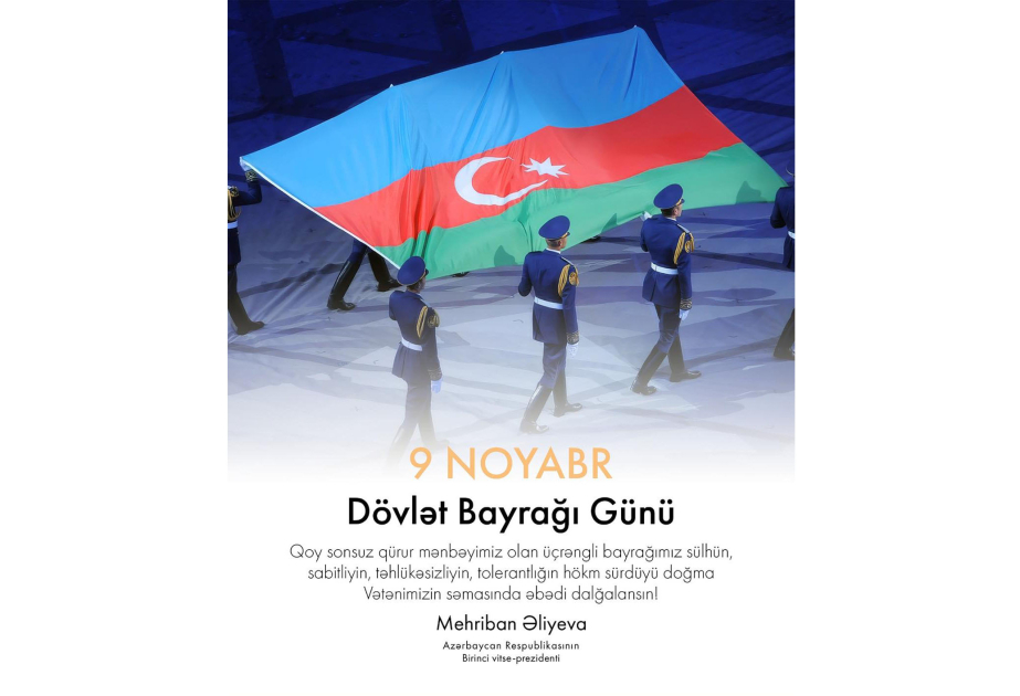 Mehriban Aliyeva partage une publication relative à la Journée du Drapeau national