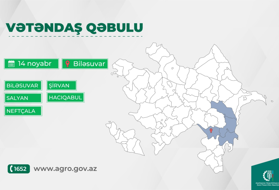 Kənd təsərrüfatı naziri Biləsuvarda vətəndaşların müraciətlərini dinləyəcək