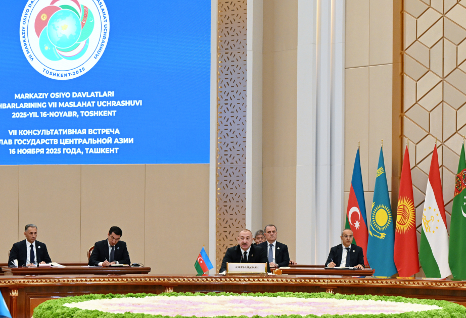 Tachkent accueille la 7e Réunion consultative des chefs d’Etats des pays d’Asie centrale Le président Ilham Aliyev prend la parole à la réunion MIS A JOUR VIDEO