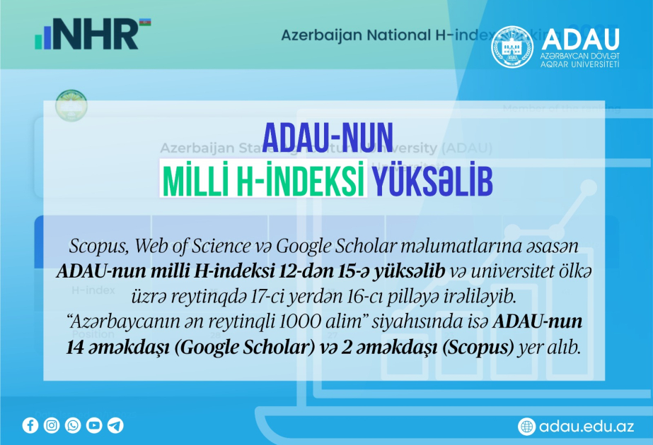 ADAU-nun milli H-indeksi yüksəlib