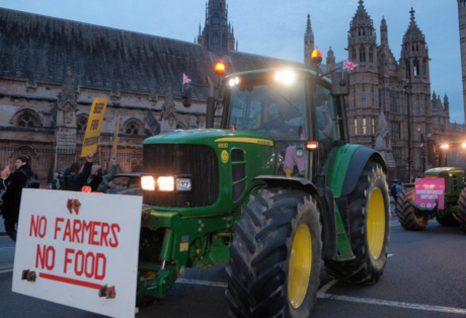 В Лондоне фермеры на тракторах вышли на акцию протеста