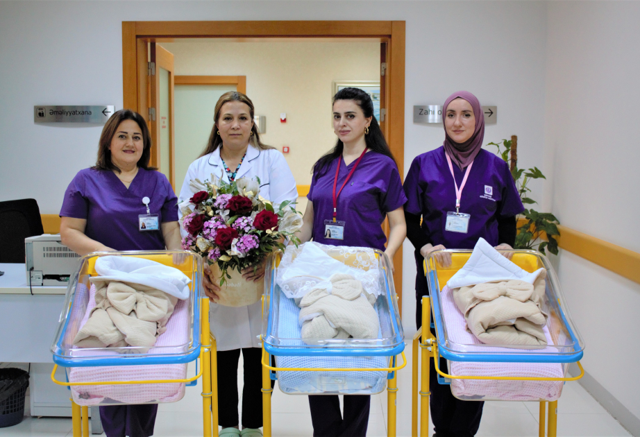 ®  Mərkəzi Gömrük Hospitalında dünyaya gələn üçəm körpələr bu gün evə buraxılıblar