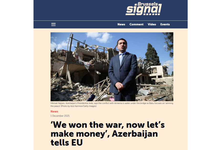 “Brüssel Signal” portalında Azərbaycan-Ermənistan münasibətləri, regionda sülh prosesləri və əməkdaşlıq imkanlarından bəhs edən məqalə yayımlanıb