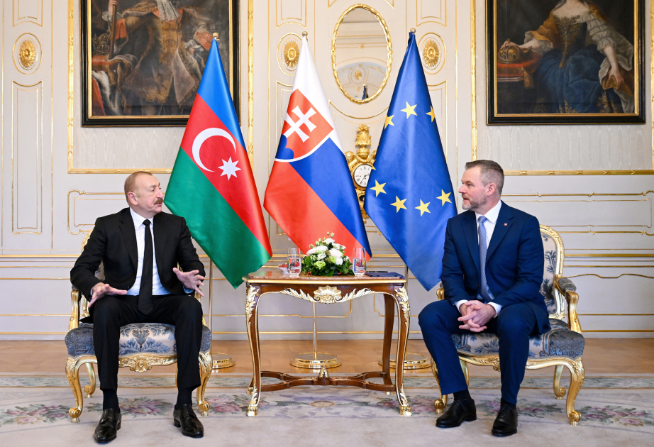 El Presidente de Azerbaiyán mantuvo una reunión a solas con el Presidente de Eslovaquia