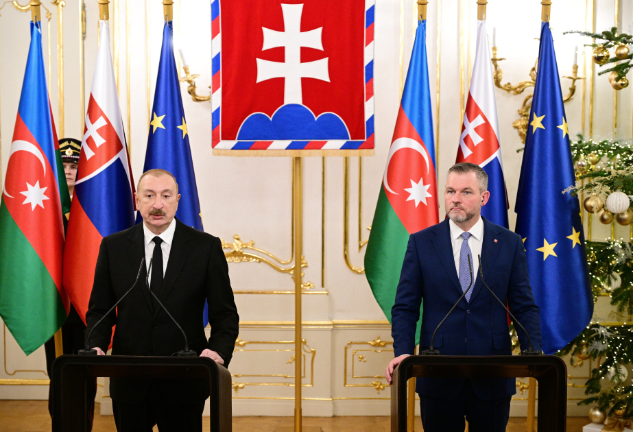 Presidents of Azerbaijan and Slovakia delivered press statements VIDEO