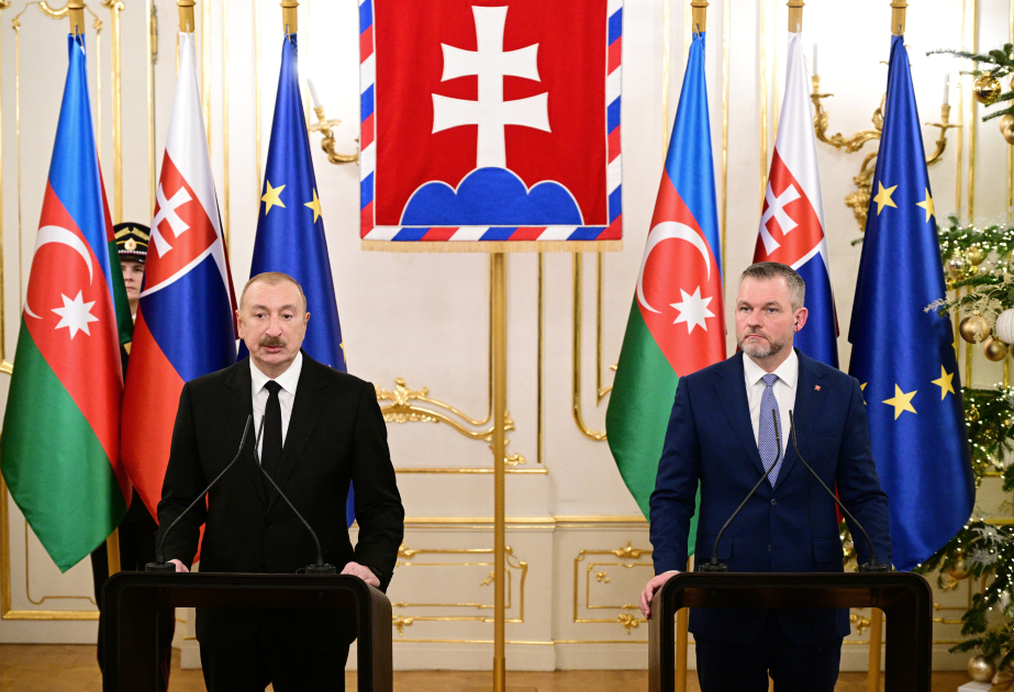 Azərbaycan və Slovakiya prezidentləri mətbuata bəyanatlarla çıxış ediblər YENİLƏNİB VİDEO