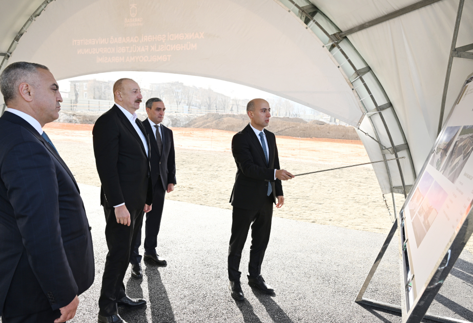 President Ilham Aliyev laid foundation stone for Engineering Faculty building of Garabagh University in Khankendi VIDEO