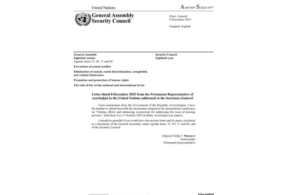 Baku-hosted international conference declaration published as official UN document