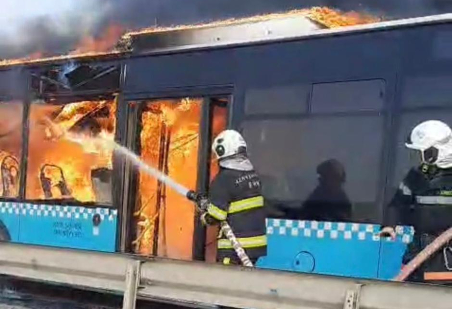 Saray qəsəbəsində avtobusda baş verən yanğın söndürülüb