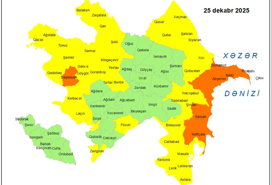 Küləkli hava şəraiti ilə bağlı sarı və narıncı xəbərdarlıq verilib