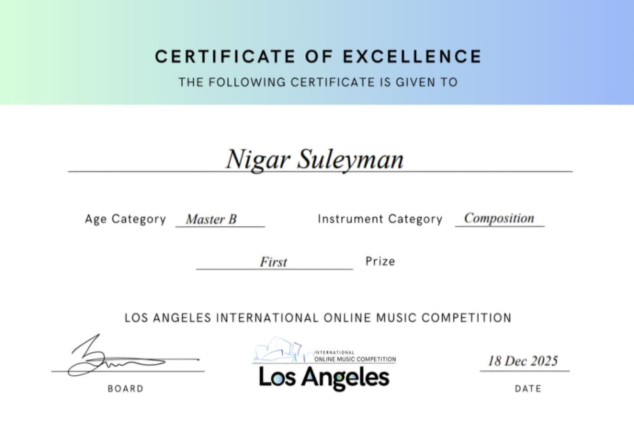 Joven compositora azerbaiyana logra éxito en un concurso internacional