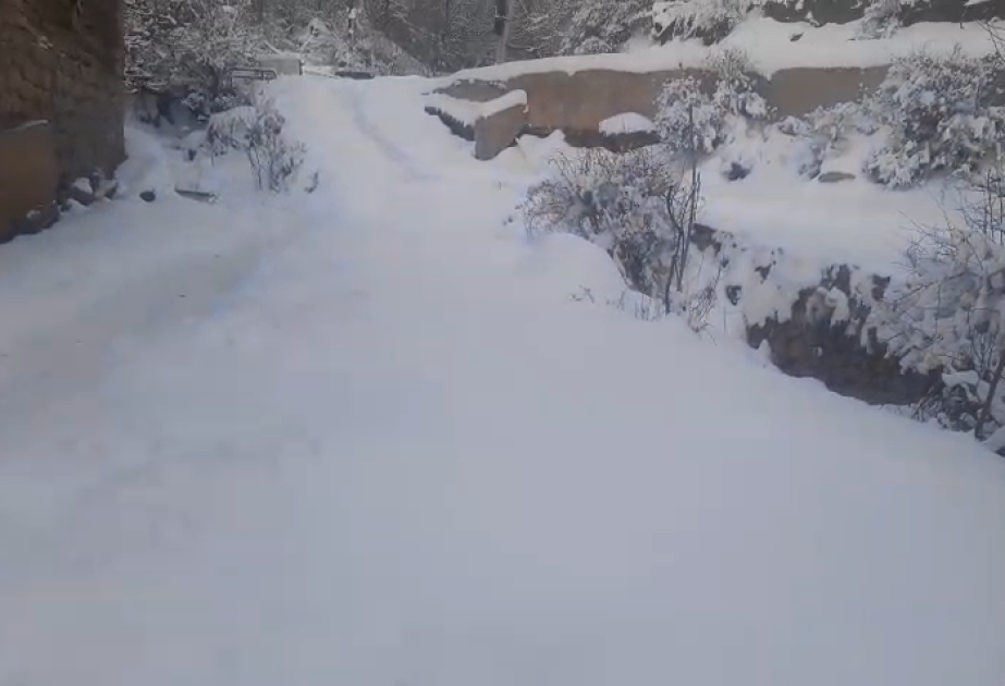 Высота снежного покрова в Нахчыване составляет 35 см ВИДЕО