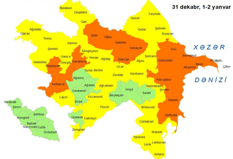 Küləkli hava şəraiti ilə bağlı sarı və narıncı xəbərdarlıq verilib