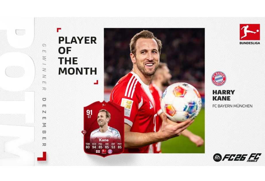 Bayern Munich's Harry Kane wins Bundesliga Player of the Month for December 2025