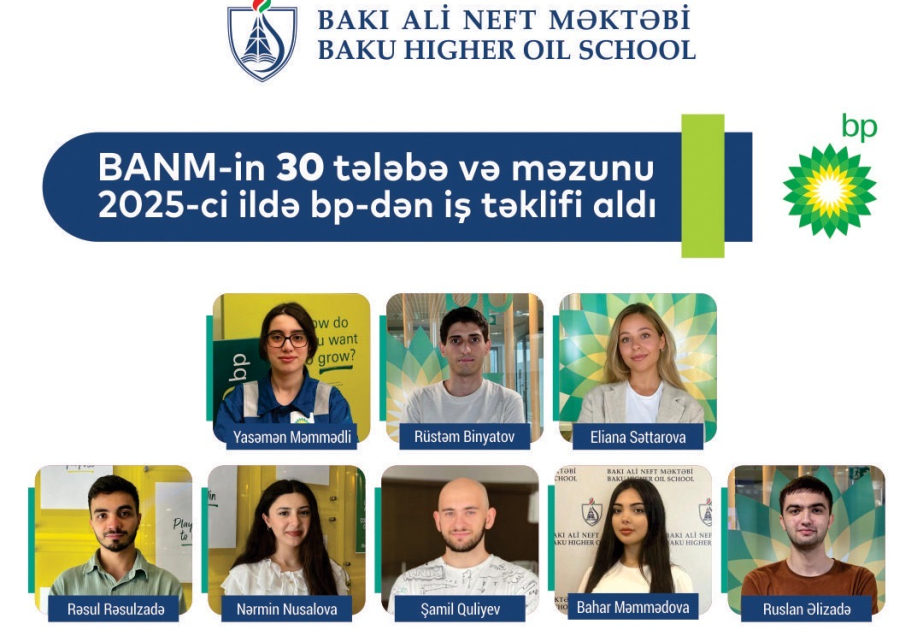 Ötən il Bakı Ali Neft Məktəbinin 30 tələbə və məzunu bp şirkətindən iş təklifi alıb
