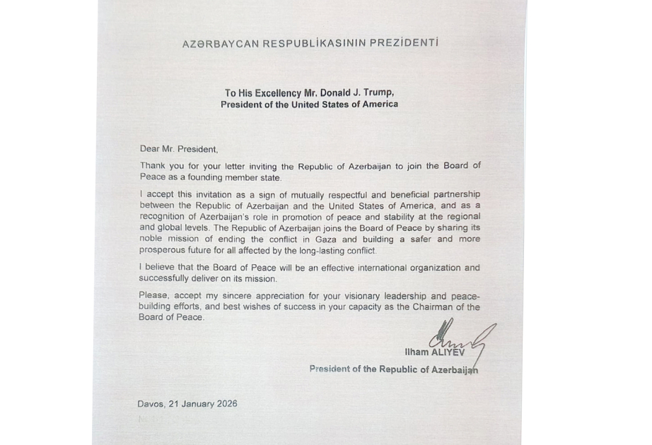 Presidente Ilham Aliyev: “Al unirse al Consejo de Paz, Azerbaiyán compartirá su noble misión”