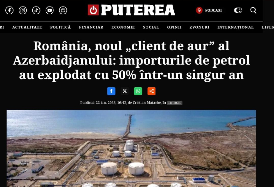 Media: Romania emerging as a key importer of Azerbaijani oil