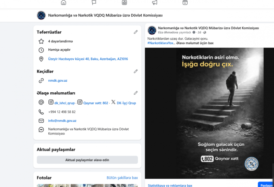 Sosial şəbəkələrdə narkomaniya ilə bağlı maarifləndirici aksiya keçirilib