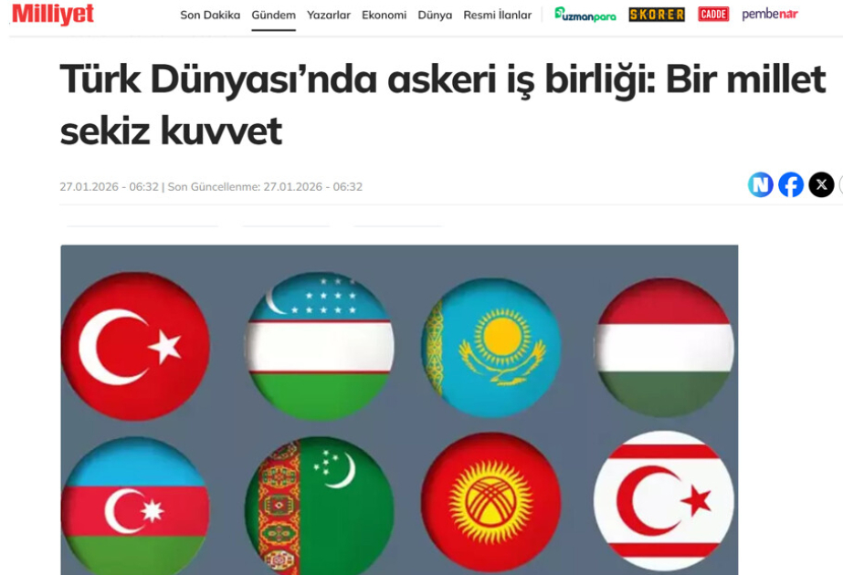 Газета Milliyet: Сотрудничество тюркских государств в оборонной сфере рассчитано на долгосрочную перспективу