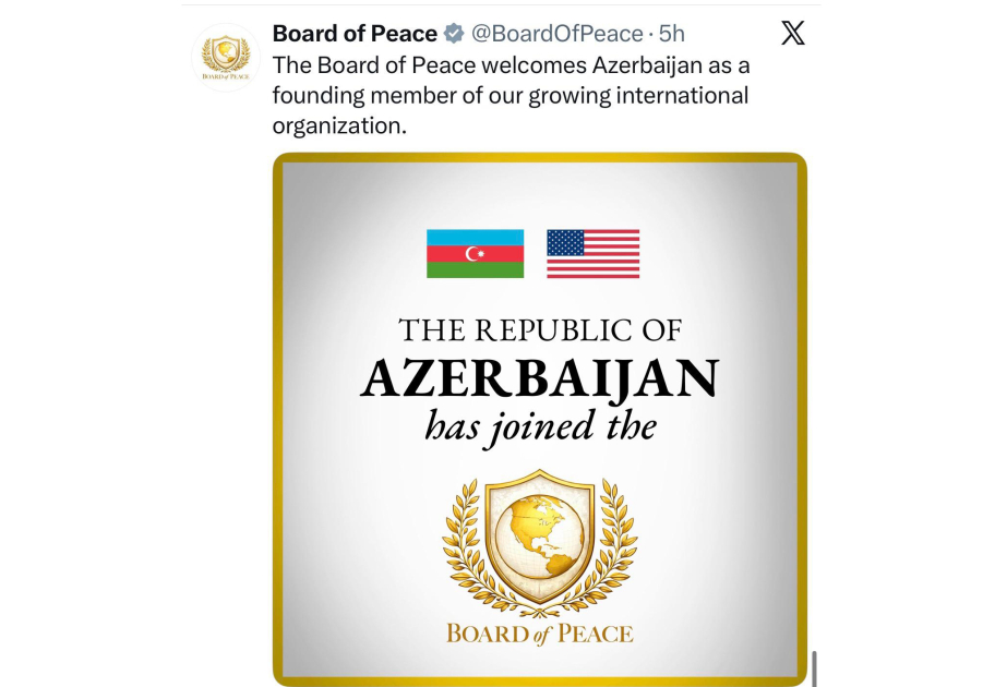 Board of Peace welcomes Azerbaijan as a founding member