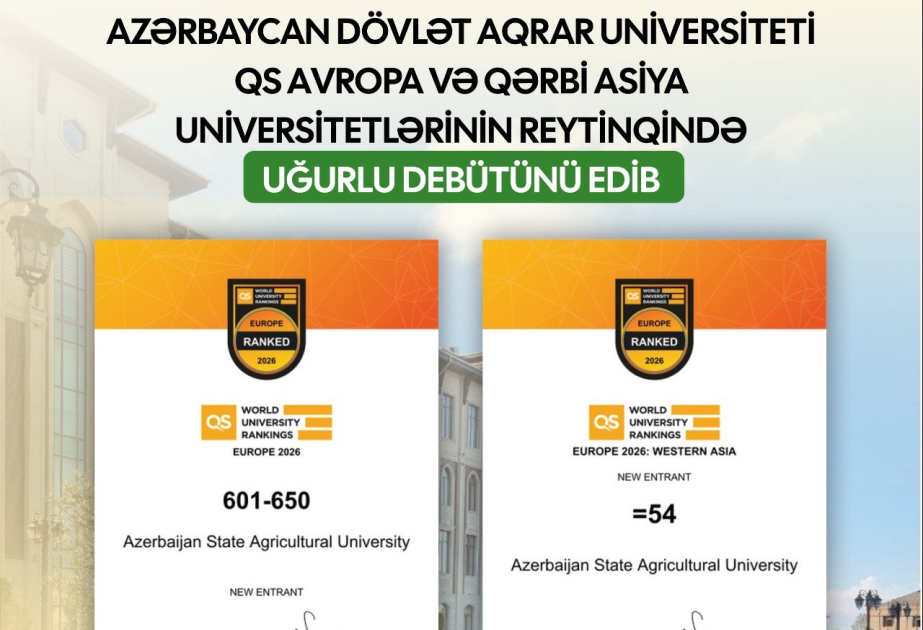 ADAU “QS Avropa” və Qərbi Asiya universitetlərinin reytinqində uğurlu debüt edib