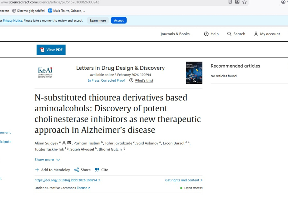Kimyaçı-alimlər Altsheymer xəstəliyinə qarşı ikili inhibitorlar yaradıblar