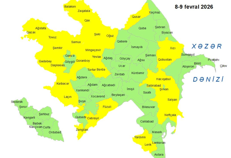 Küləkli hava şəraiti ilə bağlı sarı xəbərdarlıq verilib