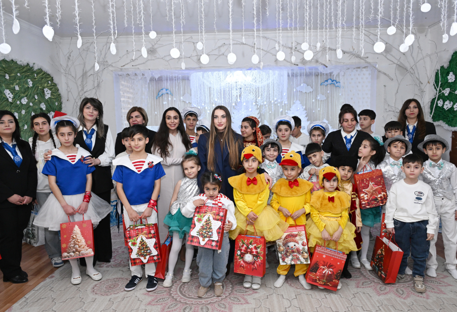 Leyla Aliyeva und Alena Aliyeva besuchen Kinderheim in Gandscha