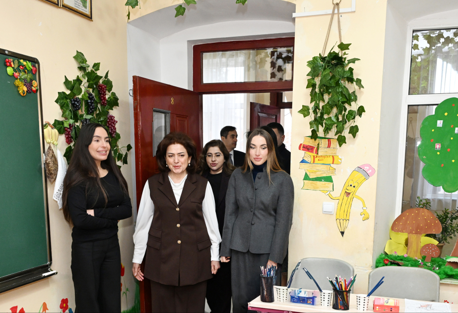 Leyla Aliyeva and Alena Aliyeva visit Special Secondary School No. 45 in Ganja