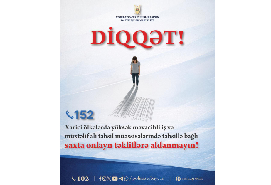 DİN-dən müraciət: İnsan alverinin qurbanına çevrilməmək üçün diqqətli ol