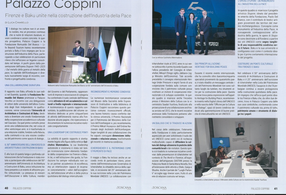İtaliya mətbuatı: AzMİU Bakı–Florensiya əməkdaşlığının əsas mərkəzlərindən birinə çevrilib
