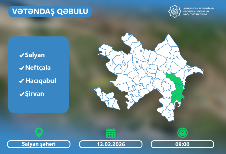 Rəqəmsal inkişaf və nəqliyyat naziri Salyanda vətəndaşlarla görüşəcək