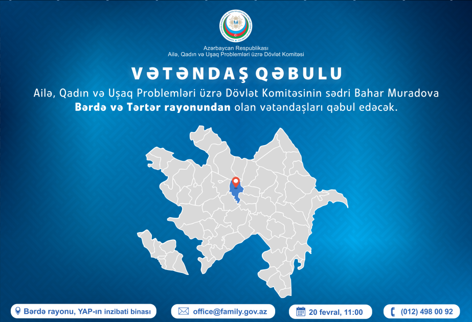Bərdə və Tərtər rayon sakinlərinin müraciətlərinə baxılacaq