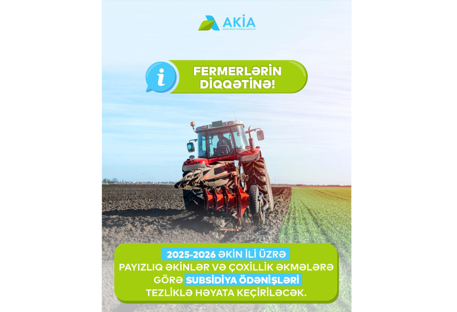 Fermerlərə subsidiya ödənişlərinə başlanılır