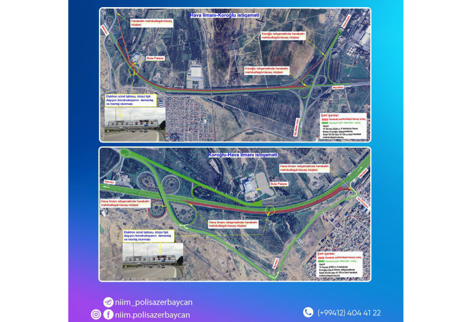 Aeroport yolunda məhdudiyyət tətbiq ediləcək yerləri xəritə vasitəsilə müəyyənləşdirmək mümkün olacaq
