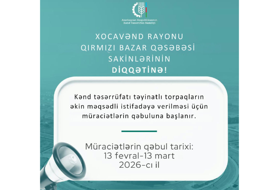 Qırmızı Bazarda torpaqlar əkin məqsədilə istifadəyə verilir - müraciət qaydaları