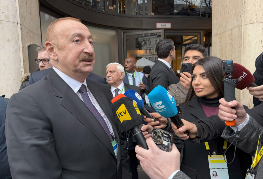 President Ilham Aliyev gave interview to Azerbaijani TV channels in Munich VIDEO
