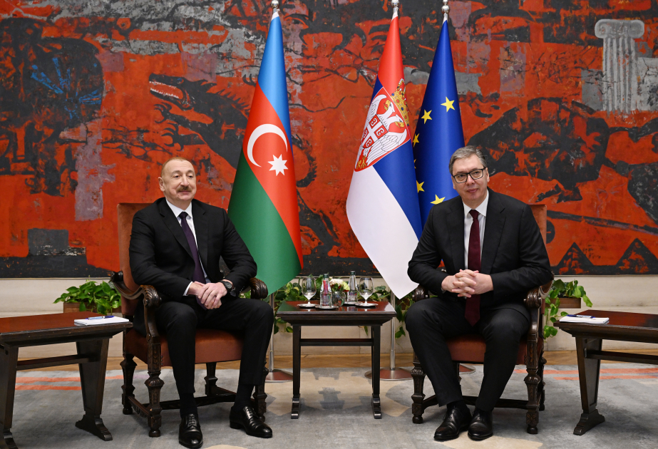 Comenzó en Belgrado la reunión en formato uno a uno entre el presidente Ilham Aliyev y el presidente de Serbia Aleksandar Vučić