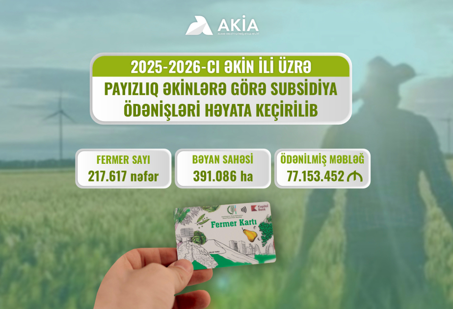 Payızlıq əkinlərə görə subsidiya ödənişlərinə başlanılıb