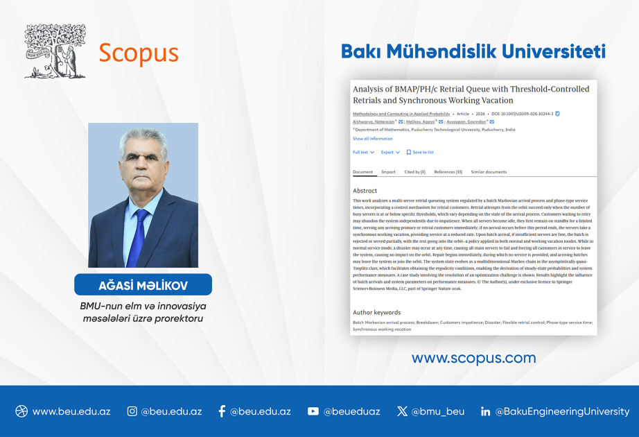 BMU professorunun məqaləsi Q1 kateqoriyalı jurnalda dərc olunub