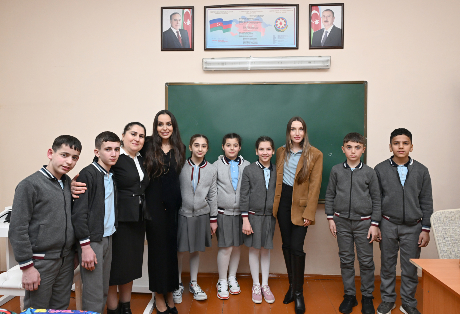 Leyla Əliyeva və Alena Əliyeva Quba şəhərində internat tipli ümumtəhsil məktəbini və STEAM mərkəzini ziyarət ediblər