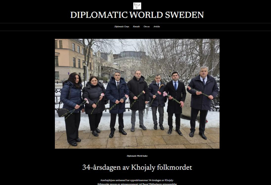 Сайт Diplomatic World Sweden опубликовал статью о Ходжалинской трагедии
