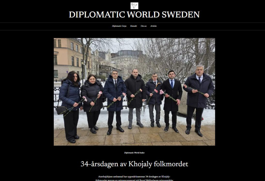 “Diplomatic World Sweden” saytında Xocalı faciəsi haqqında məqalə dərc edilib