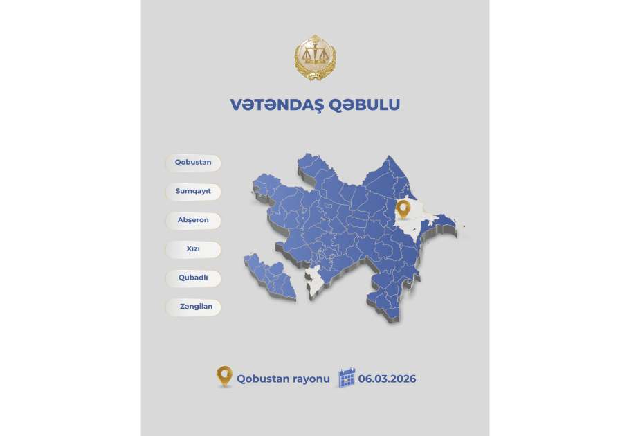 Ədliyyə naziri Qobustan rayonunda vətəndaşların müraciətlərini dinləyəcək