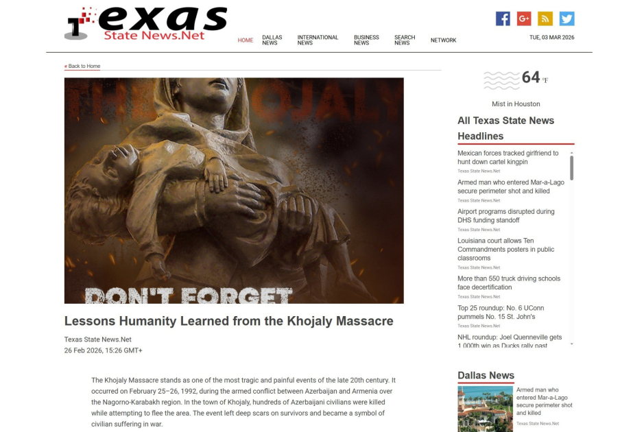 U.S. media highlights Khojaly genocide